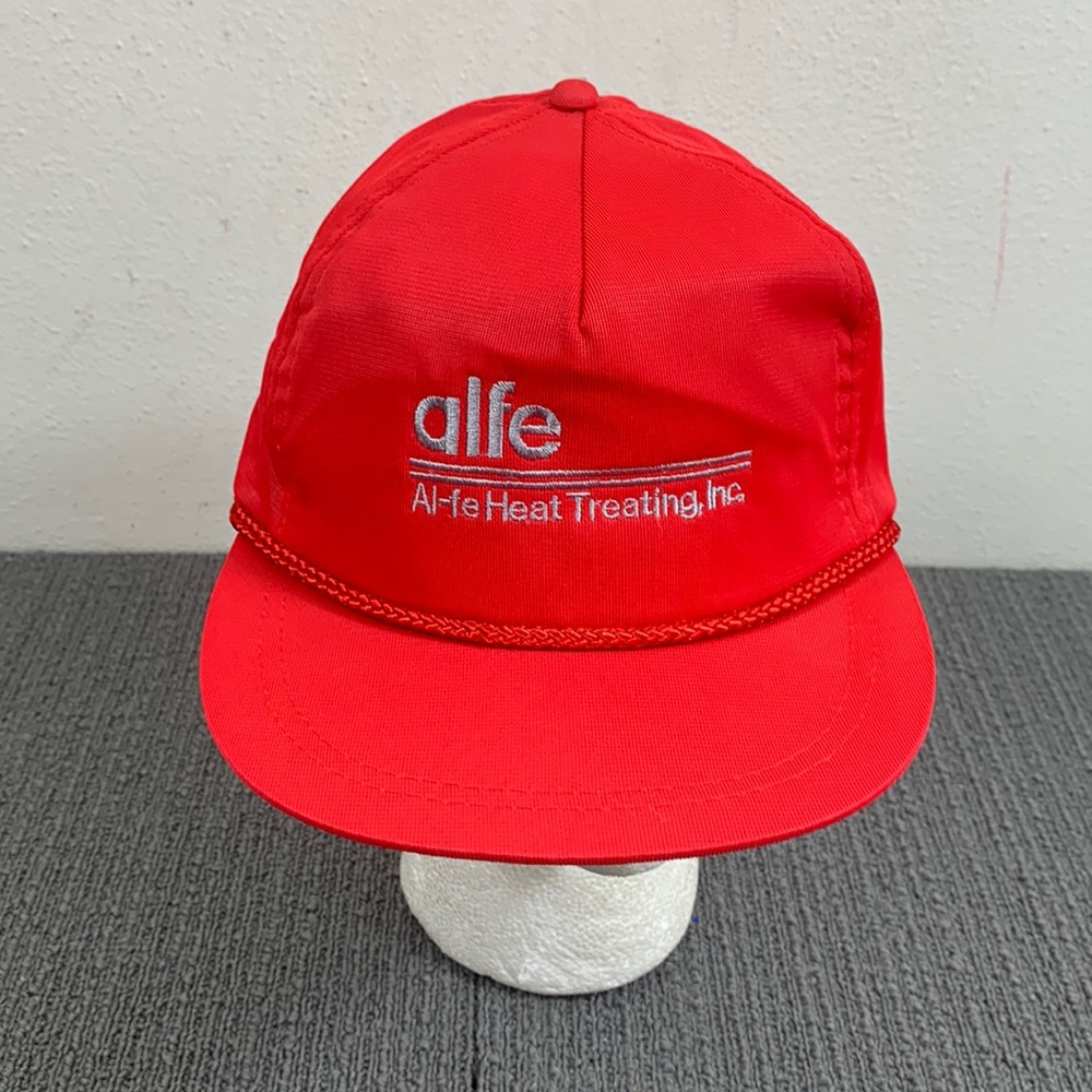 Vintage Alfe Al-fe Heat Treating Rope Snapback Hat Mens OSFA Red Sheer Mesh Back